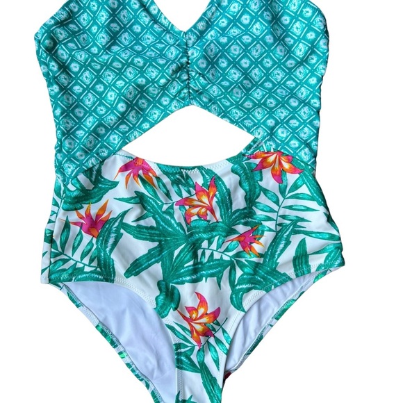 Minkpink Green Panama Palms Peekaboo One Piece Bikini Size XS - Picture 6 of 13